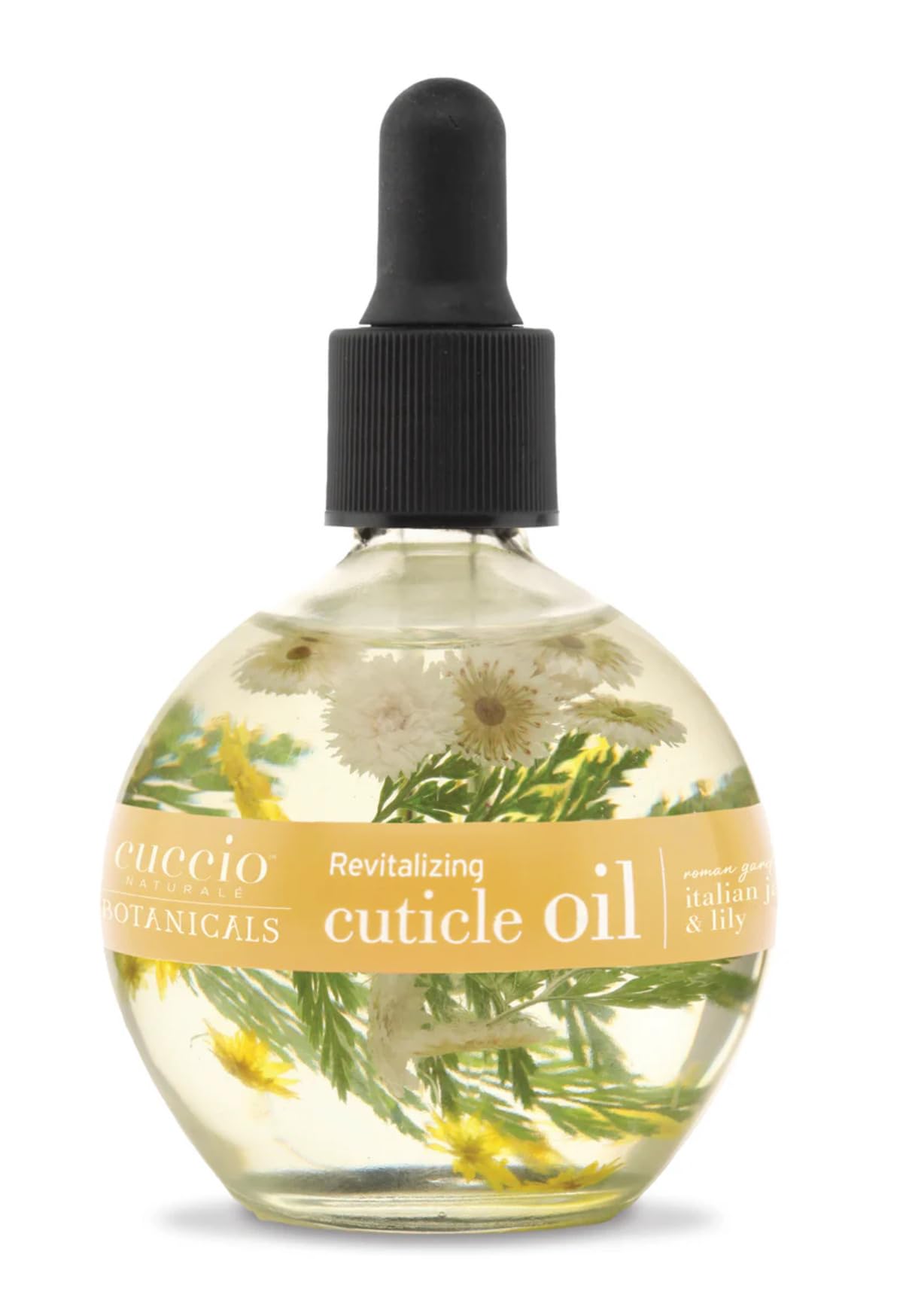 Cuccio Botanicals Revitalizing Cuticle Oil – Roman Garden (Lily & Italian Jasmine Scent) – Infused with Real Flowers & Natural Oils for Deep Hydration, Non-Greasy Spa Experience, 2.1 oz
