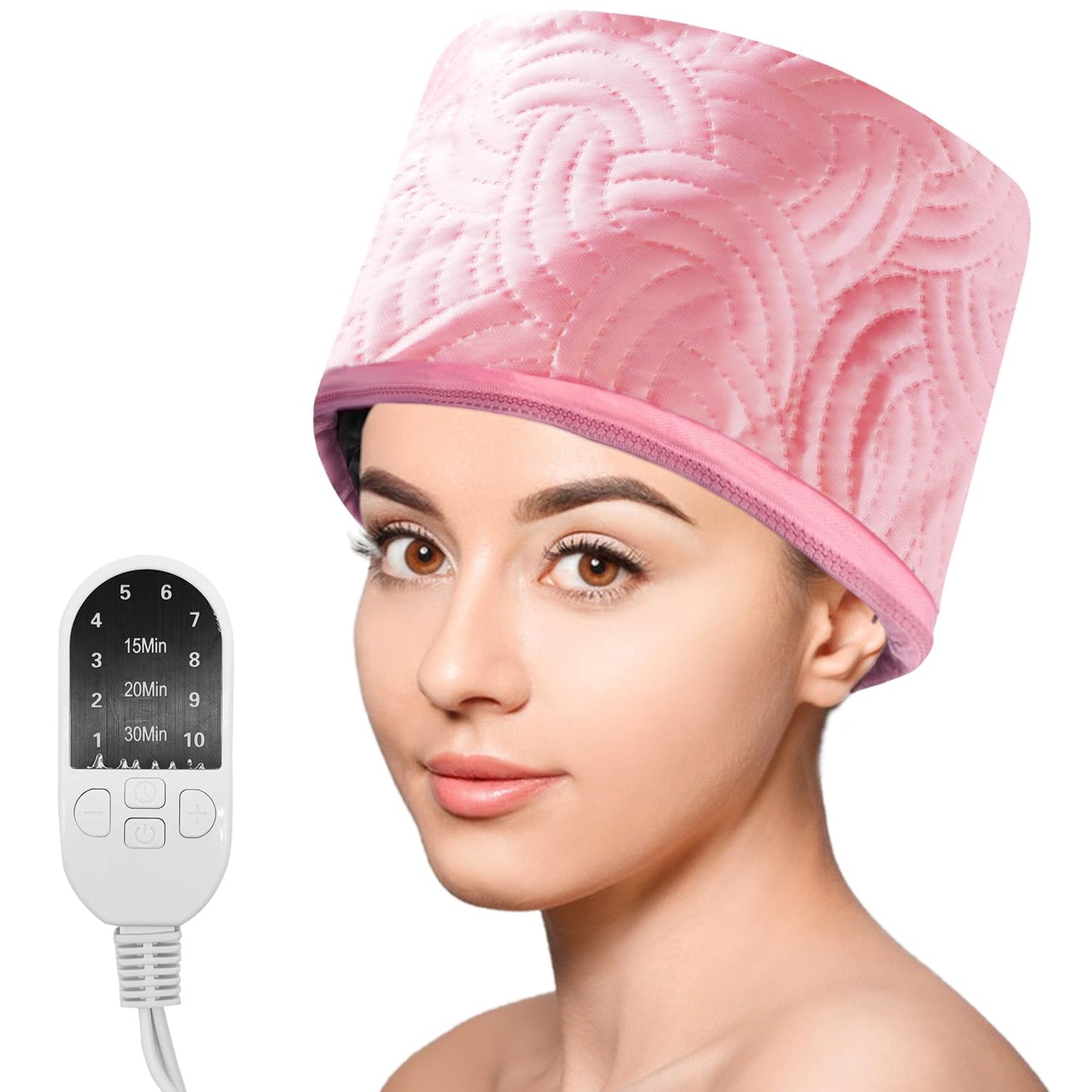 Hair Steamer Cap, Portable Hair Care Hat with 10 Mode Temperature Control, 110V Electric Heating Cap for Hair SPA Beauty Steamer Nourishing Hat Hair Thermal Treatment Cap (Pink)