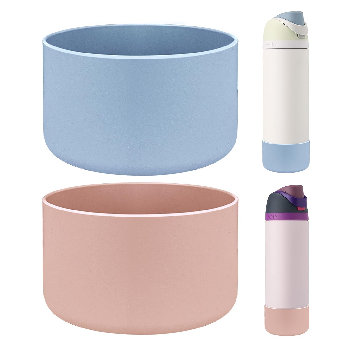 HEYSKAY 2PCS Silicone Boot for Owala Flask Water Bottle 24oz Anti-Slip Protective Sleeve for Owala Twist,FreeSip and Flip Stainless Steel Water Bottle BPA-Free Boot Bottom Base