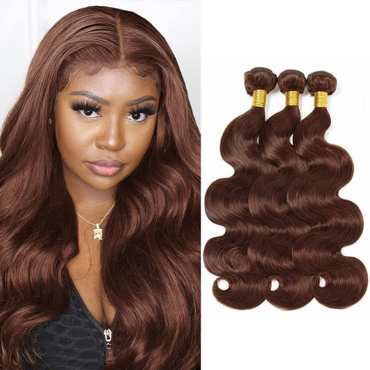 Color 4 Human Hair Bundles Chocolate Brown Body Wave Bundles 26 26 26 Inch Same Length 3 Bundles Dark Brown Human Hair Weave Peruvian Body Wave Hair Bundles