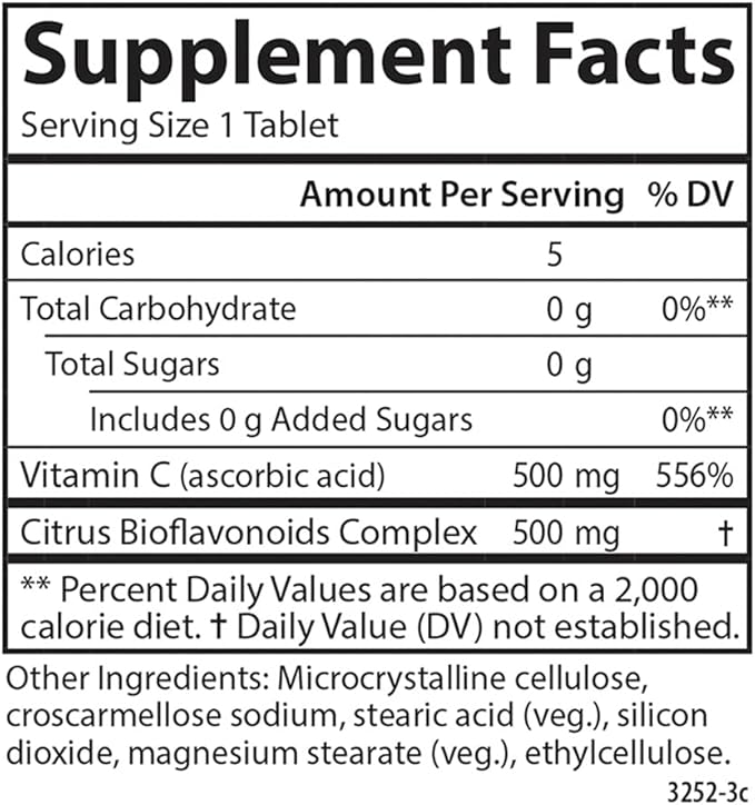 Carlson - Super-C Complex, Vitamin C + Bioflavonoids, Immune Function & Optimal Wellness, Antioxidant, 250 Vegetarian Tablets