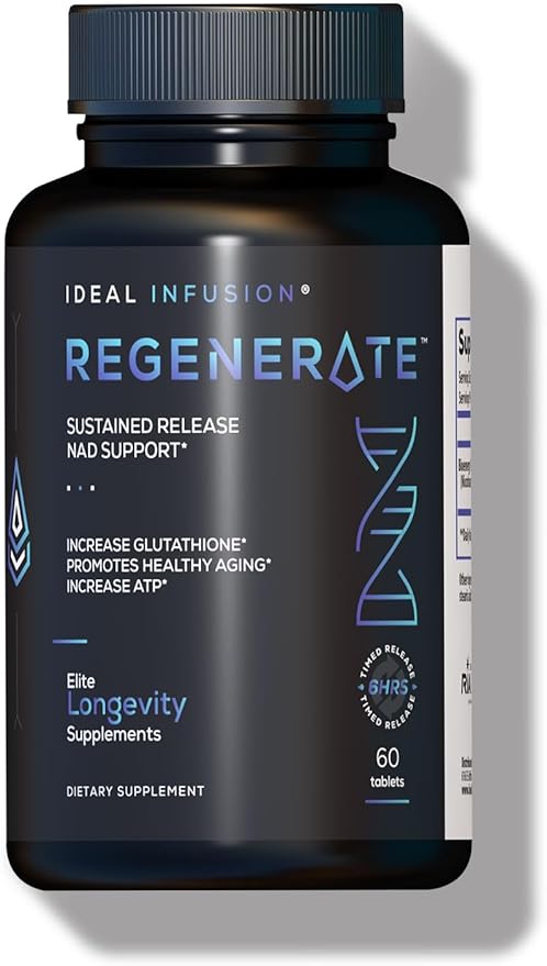 Ideal Infusion Sustained Release Supplement for NAD & NR Biosynthesis, Cardiovascular Health & Muscle Vitality: Boost ATP, NAD+, Glutathione (60 Servings) Vegan