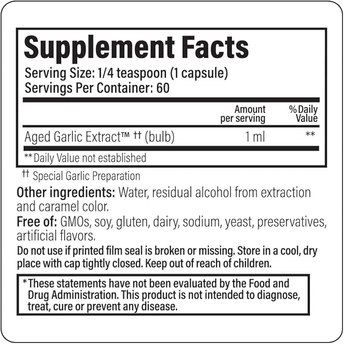 Kyolic Aged Garlic Extract Liquid, Vegetarian Cardiovascular, 2 Ounces (Packaging May Vary)