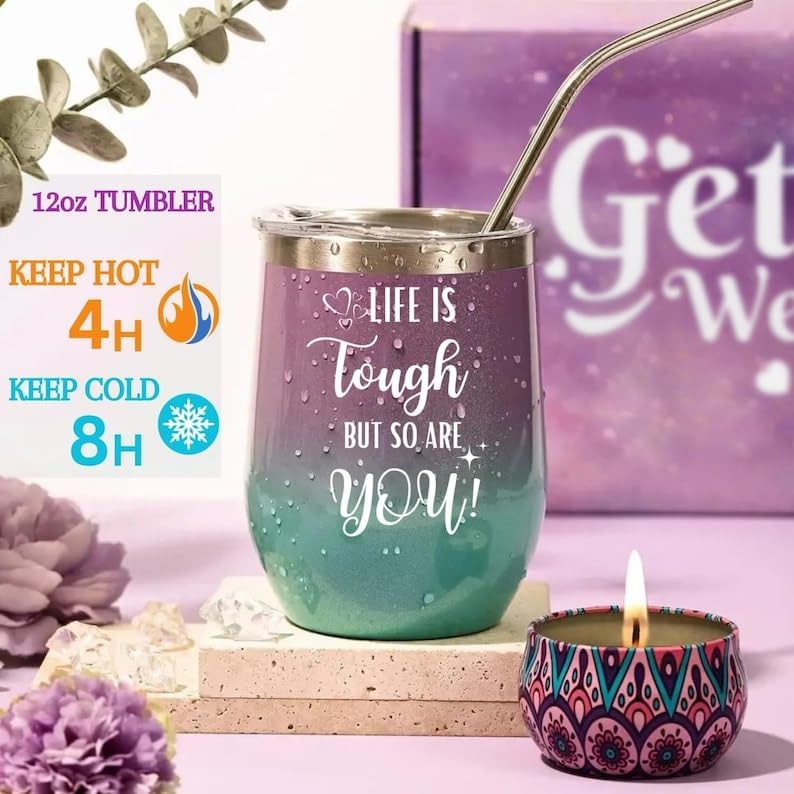 Lavender Get Well Soon Gift Baskets for Women 13pcs Self Care Package for Sick Friend Mom Sister, Get Well Gifts for Women after Surgery Speedy Recovery Feel Better Thinking of You Gift w/Dried flower