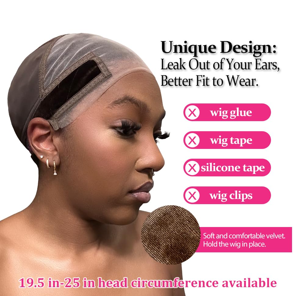 Labhairs Lace-MAX Wig Grip Cap for Women - Non Slip, Adjustable Wig Caps Holds Glueless Wigs Securely in Place, Reusable HD Lace Cap with Headband for Lace Front Wigs, One Size Fits All (Brown)