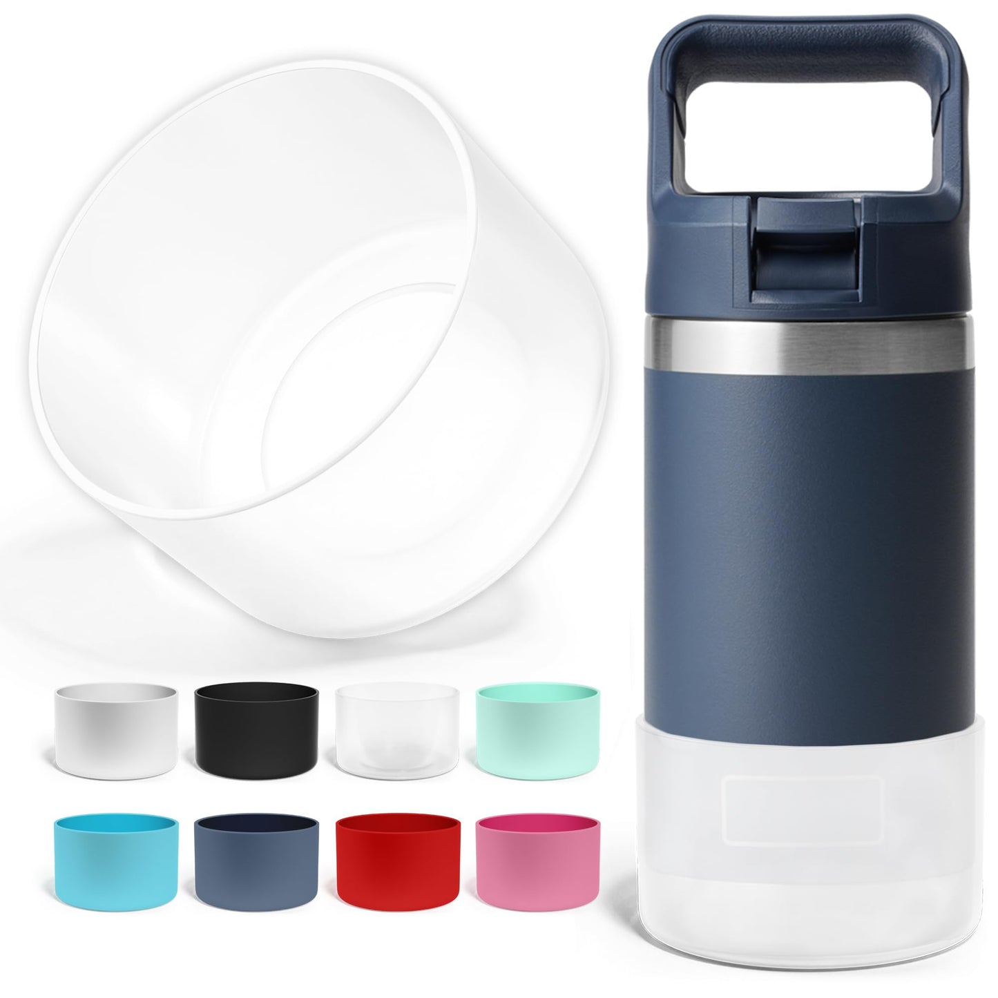 Jmoe USA Silicone Boot for Yeti Rambler Jr 12oz and 18oz Bottle | 2mm Sleeve | Anti-Slip Boot | Protector for the Bottom of your Bottle | Protects Against Damage | BPA Free Silicone (Frosted)