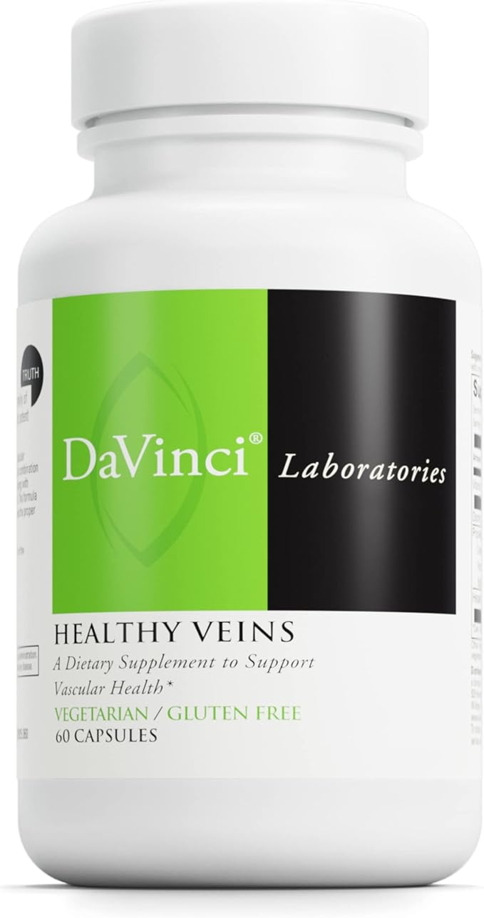 DAVINCI Labs Healthy Veins - Dietary Supplement to Support Vascular Health and Proper Structure of Leg Veins* - with Vitamin C, Diosmin, and More - Gluten-Free - 60 Vegetable Capsules