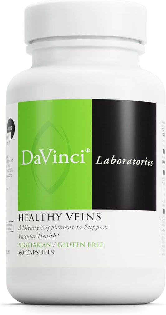 DAVINCI Labs Healthy Veins - Dietary Supplement to Support Vascular Health and Proper Structure of Leg Veins* - with Vitamin C, Diosmin, and More - Gluten-Free - 60 Vegetable Capsules