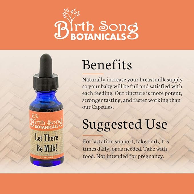 Let There Be Milk! Herbal Breastfeeding Tincture To Support Breast Milk Supply* For Lactating and Pumping Moms with Fenugreek and Goat's Rue, 1oz Bottle