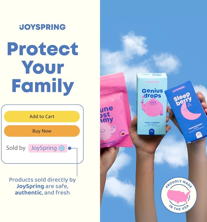 JoySpring Immune Drops - Kids Immune Support Liquid Supplement (2 fl oz) - Echinacea, Elderberry, Oregon Grape Root, Orange Peel, Vitamins A, B6, C - Natural Support System for Children & Adults