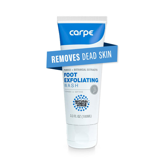 Carpe Exfoliating Foot Scrub - Odor Protection Feet Exfoliator Scrub & Foot Odor Eliminator for Feet - Improves Foot Antiperspirant Performance - Minty Fresh Foot Wash For Women & Men