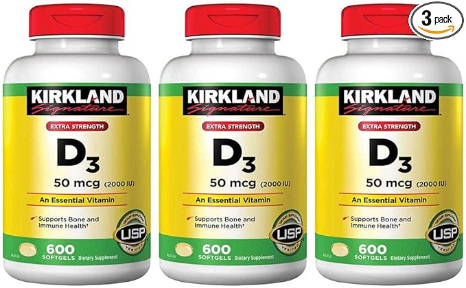Kirkland Signature Maximum Strength Vitamin D3 2000 I.U. , Pack of 3