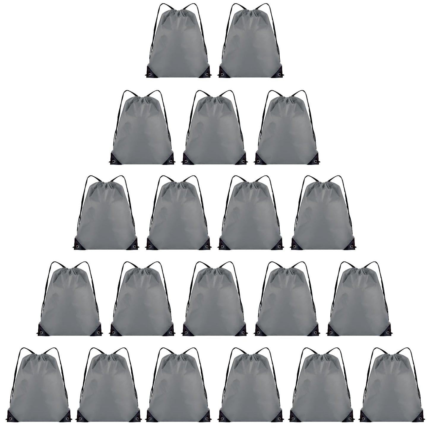 Grneric 20 Pieces Drawstring Backpack Bulk Cinch Sackpack Ployster Drawstring Bags for Gym Party Trip(Grey)