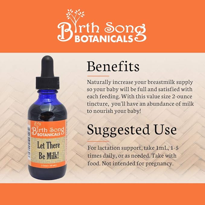 Let There Be Milk! Herbal Breastfeeding Tincture to Support Breast Milk Supply for Lactating and Pumping Moms with Fenugreek and Goat's Rue, 2oz Bottle