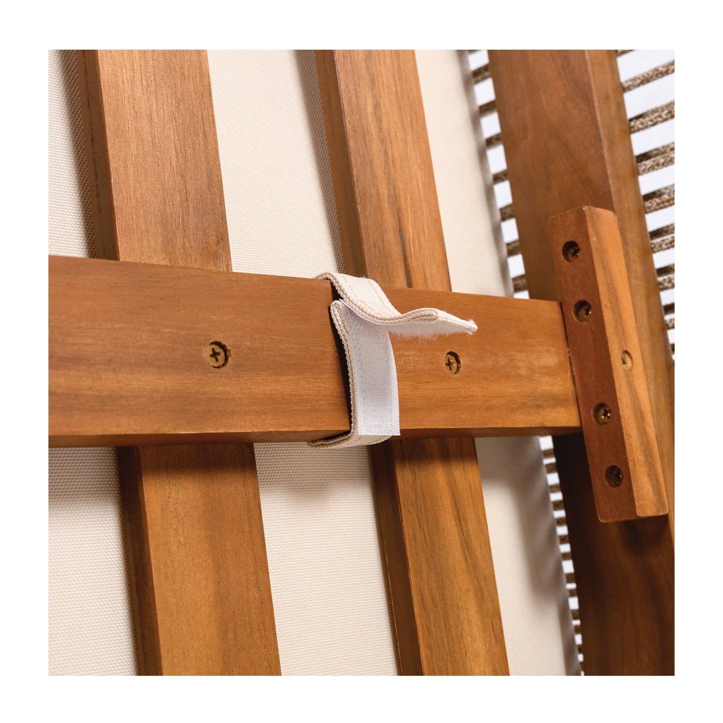 Christopher Knight Home Outdoor Wood Lounge Chair with Woven Rope Accents, Beige Cushion