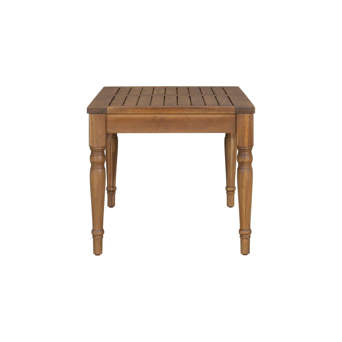Christopher Knight Home 31.5" Outdoor Coffee Table, Wood Slatted Top with Carved Legs, Natural Finish