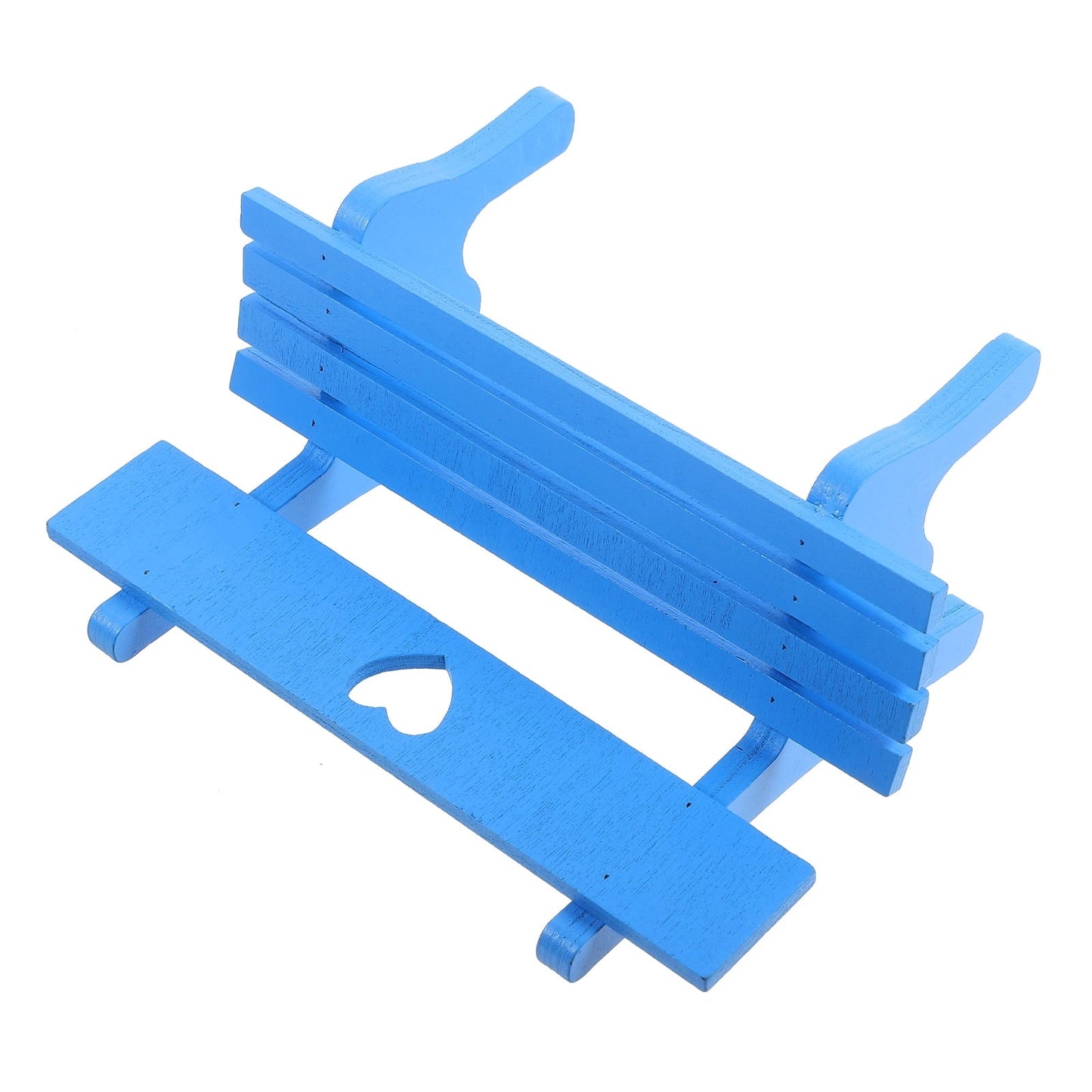 Clispeed 1PC Retro Tiny Bench Decor Garden Benches Blue Metal for Mini House Living Room