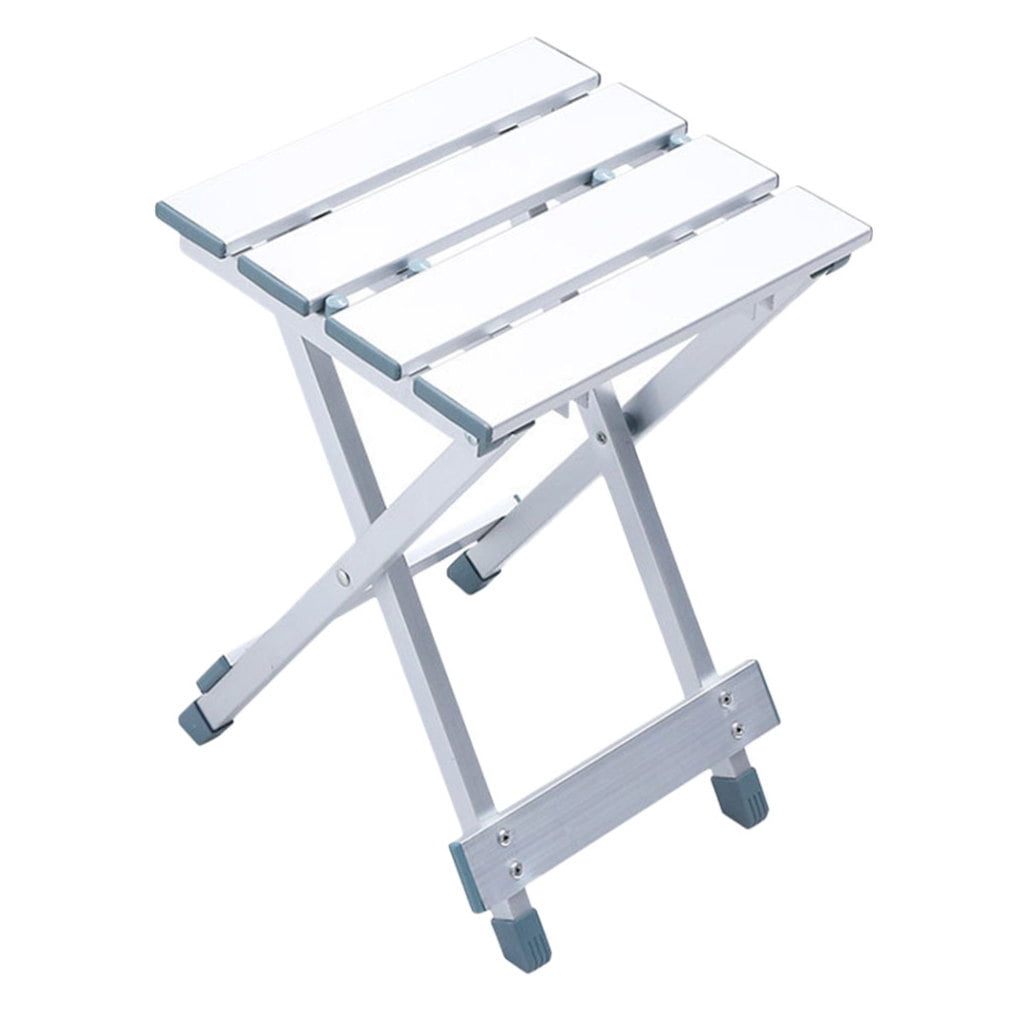 jojofuny 1Pack Aluminum Stool for Camping and Picnic 38X26Cm Silver Color Portable and Foldable