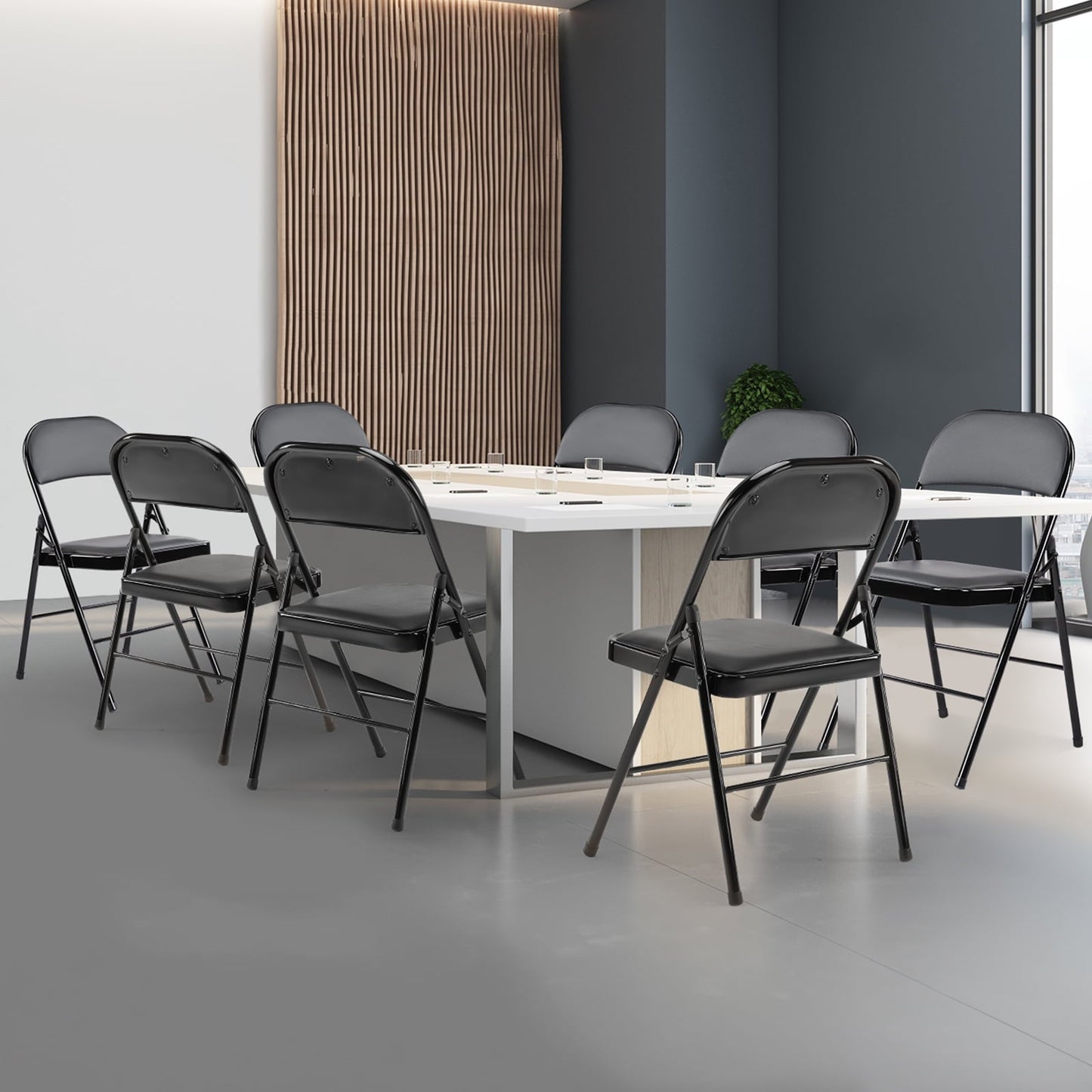 JOINSUN 2 Pack Folding Chairs – Portable, Space-Saving, Sturdy Steel Frame with Comfortable Padded Seat for Indoor/Outdoor Use, Black