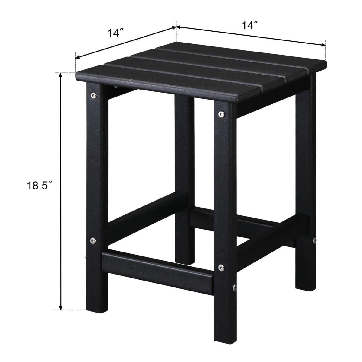 IVV 14" Square Outdoor Patio Side Table, Waterproof HDPE End Tables for Backyard Pool Porch Garden Lawn (Black)
