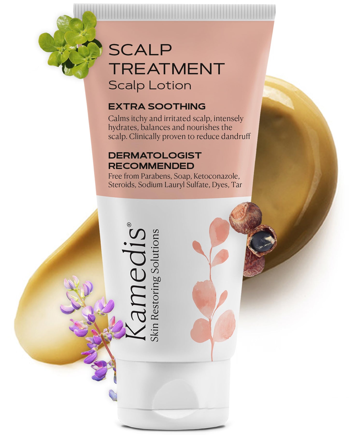 KAMEDIS Scalp Moisturizer Lotion For Dry, Itchy, Dandruff, Flaky, Seborrheic Dermatitis, Psoriasis and Sensitive Scalp. Over-Night Mask Treatment Botanicals-Based. Parabens Free. 3.38 Fl Oz.
