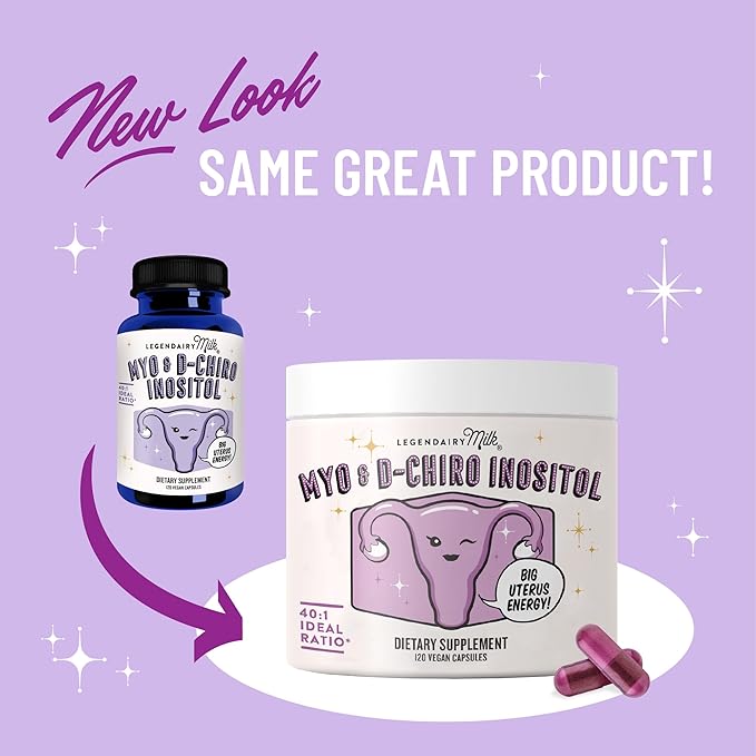 Legendairy Milk Pure Inositol Supplement - Myo Inositol and D-Chiro Inositol Capsules - Ideal 40:1 Ratio - Ovarian & Fertility Support for Women - 30 Day Supply