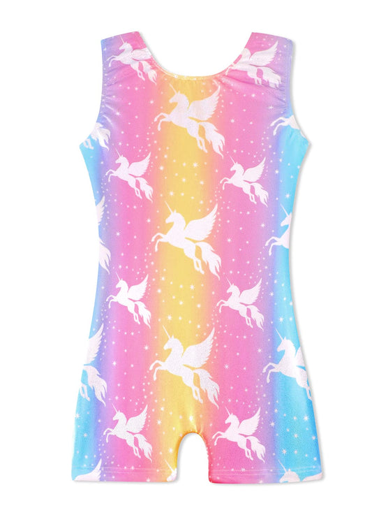 HOZIY Toddler Gymnastics Leotards With Shorts Girls 5t 5-6 Year Old Unicorn Rainbow Stripe Leotard Kids Leo Biketards Tumbling Outfits Gimnasia Bodysuits Fall Summer Winter