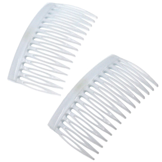 Camila Paris CP3111 French Hair Side Comb, Small, Curved White French Twist Hair Combs Decorative, Strong Hold Hair Clips for Women Bun Chignon Up-Do Styling Girls Hair Accessories, Made in France