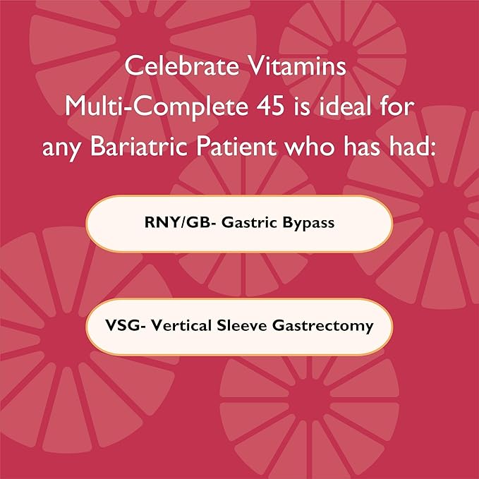 Celebrate Vitamins Multi-Complete, 45mg Iron – Daily Bariatric Multivitamin for Sleeve Gastrectomy and Gastric Bypass Surgery Patients – Essential Vitamins & Minerals (180 Capsules)