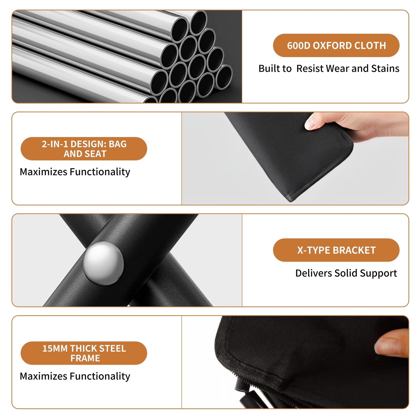 Camping Stool, 11 Inches Portable Folding Stool with Carry Bag, Aluminum Ultralight Collapsible Camp Stool Outdoor Footstool Suitable for Outdoor Gardening and Beach Hiking Fishing (Black)