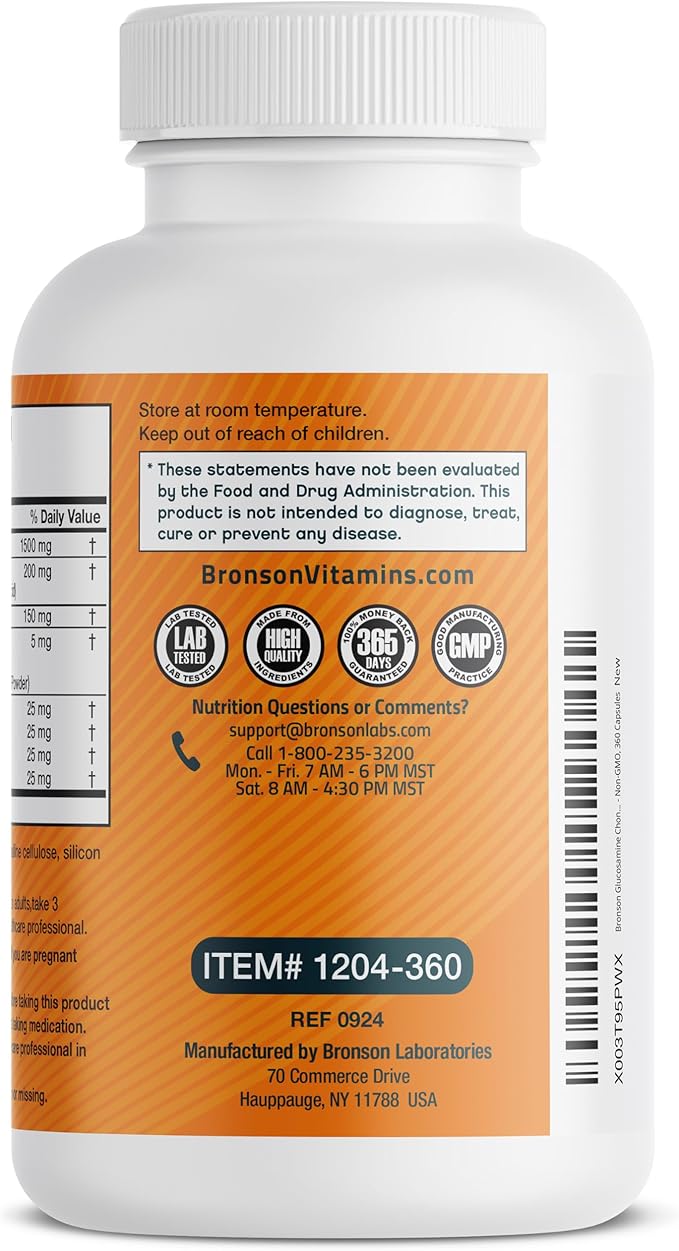Bronson Glucosamine Chondroitin Turmeric & MSM Advanced Joint & Cartilage Formula, Supports Healthy Joints, Mobility & Cartilage - Non-GMO, 360 Capsules