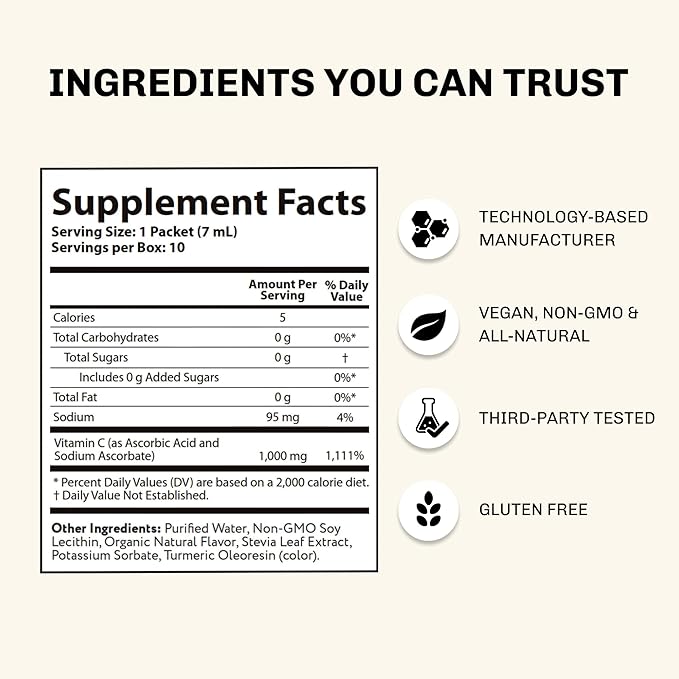 Aurora Nutrascience Mega-Pack Liposomal Vitamin C, Immune Support, 3,000 mg Per Serving, Vegan, Gluten Free, Non-GMO, 10 Single Serve Packets, Orange