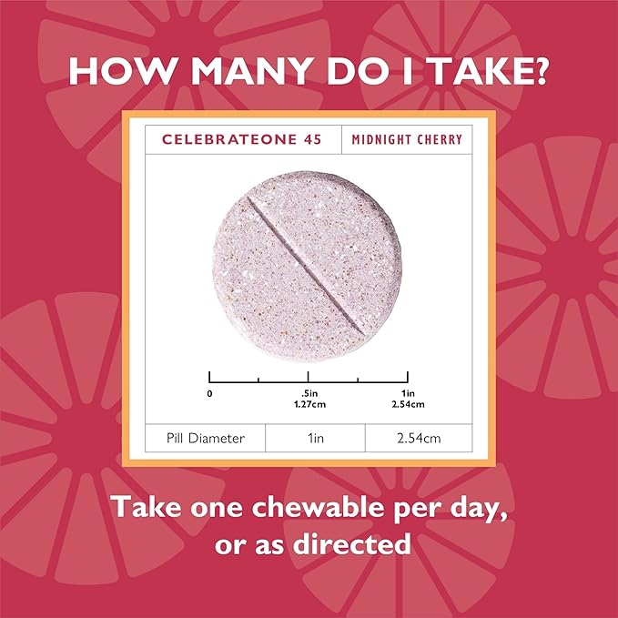 Celebrate Vitamins CelebrateONE 45 Chewables, 45mg Iron - One A Day Bariatric Multivitamin, Essential Vitamins & Minerals - Gastric Bypass & Sleeve Gastrectomy Supplement - Cherry (30 Tablets)