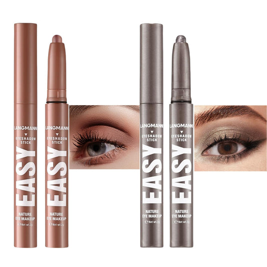 Jolilab Eyeshadow Stick Set, 2 PCS Matte Professional Bright-Colored Contouring and Highlight Stick, Cream Waterproof Long Lasting High Pigmented Eye Shadow (2, 05+21 2pcs)