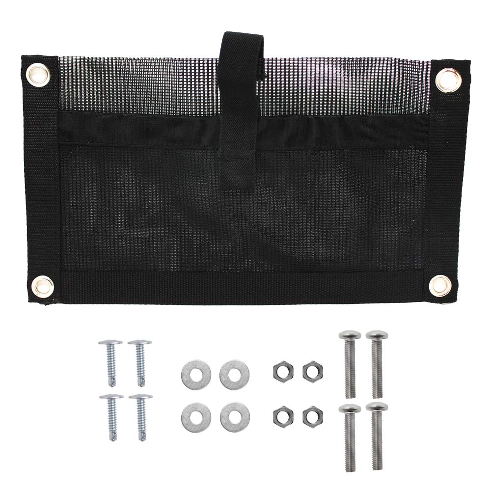 Jezero Multi-Use Durable Accessory/Auxiliary Mesh Pouch for Use in Kayaking, Boating, Vehicle and Much More, 12-Inches x 7-Inches, Black