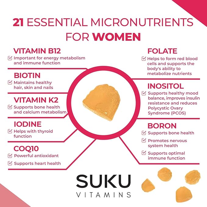 Complete Women's Multi - with Boron, Vitamin K2, B12, A and More for Women Health - Easy to Chew - Non GMO, Gluten Sugar Free - Pineapple & Peach Flavored Gummy Vitamins, 60 Count