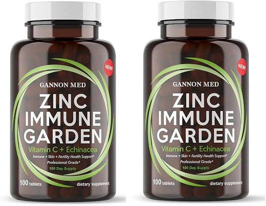 Chelated Zinc 50mg Immune Garden Vitamin C 800mg Zinc Supplements Echinacea 600mg/Tablet - Immunity + Skin + Reproductive Health Minerals, Zinc Chelate Immune Booster for Kids & Adults