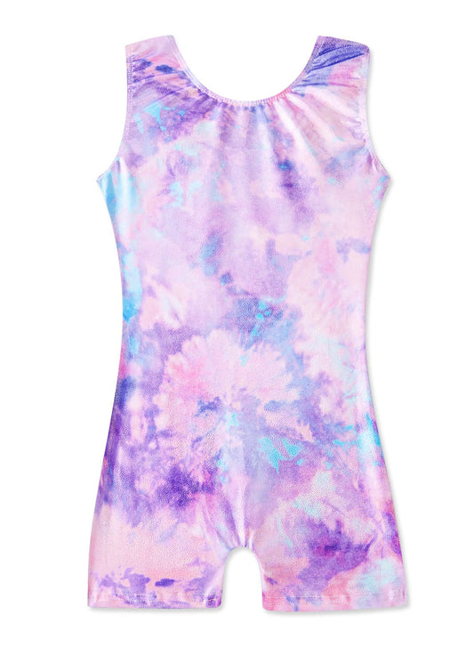HOZIY Leotards for Girls,Little kid, Gymnastics Size 5-6x 5t Year Old Kids Leo Toddler Bodysuits Biketards Sleeveless Dance Outfits for Tumbling Purple Tie Dye