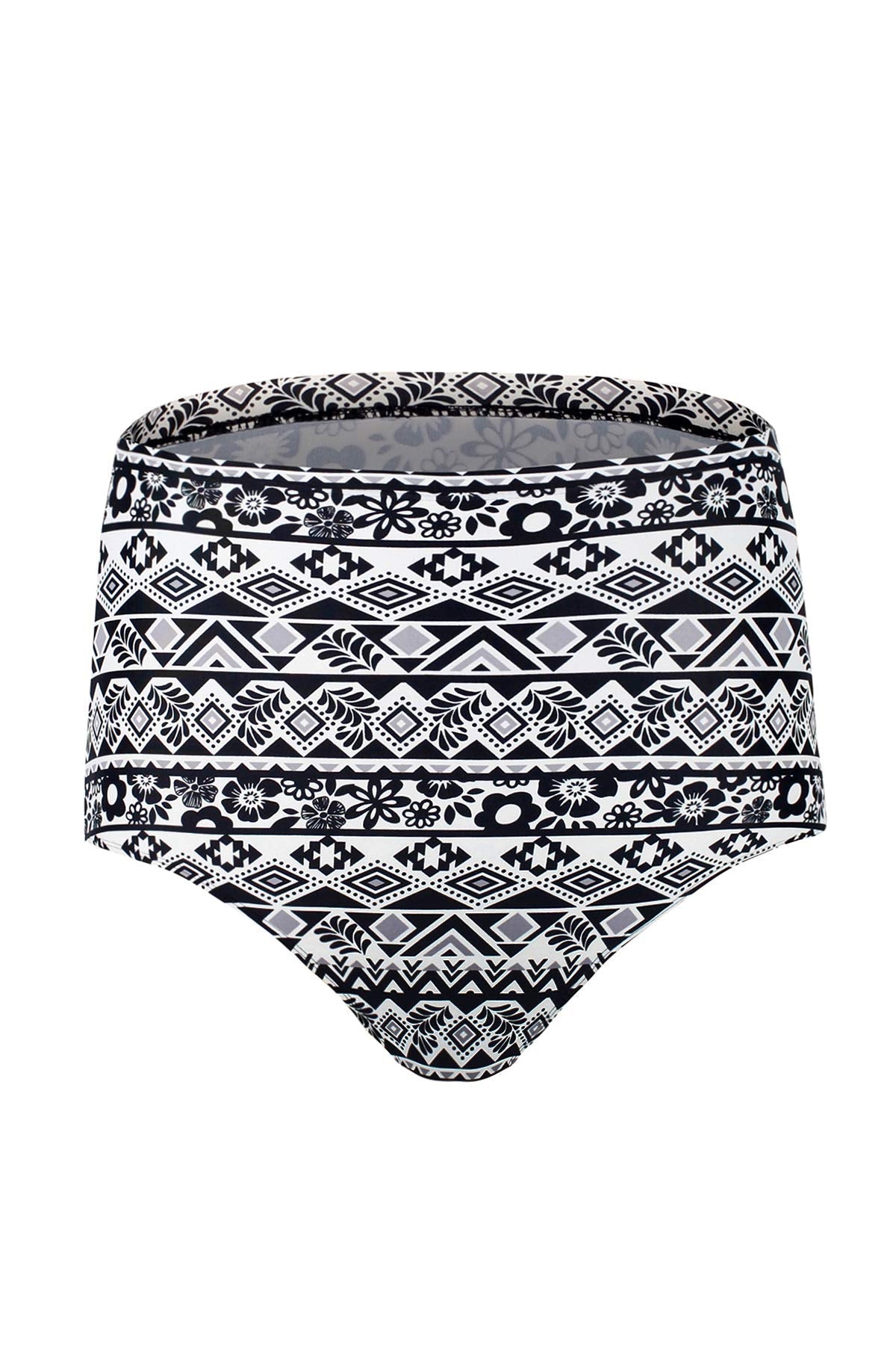 JINXUEER Women's Plus-Size High Waist Bikini Tankini Swimsuit Bottoms Vintage Swimwear (Blackwhite, 24)