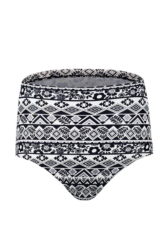 JINXUEER Women's Plus-Size High Waist Bikini Tankini Swimsuit Bottoms Vintage Swimwear (Blackwhite, 24)