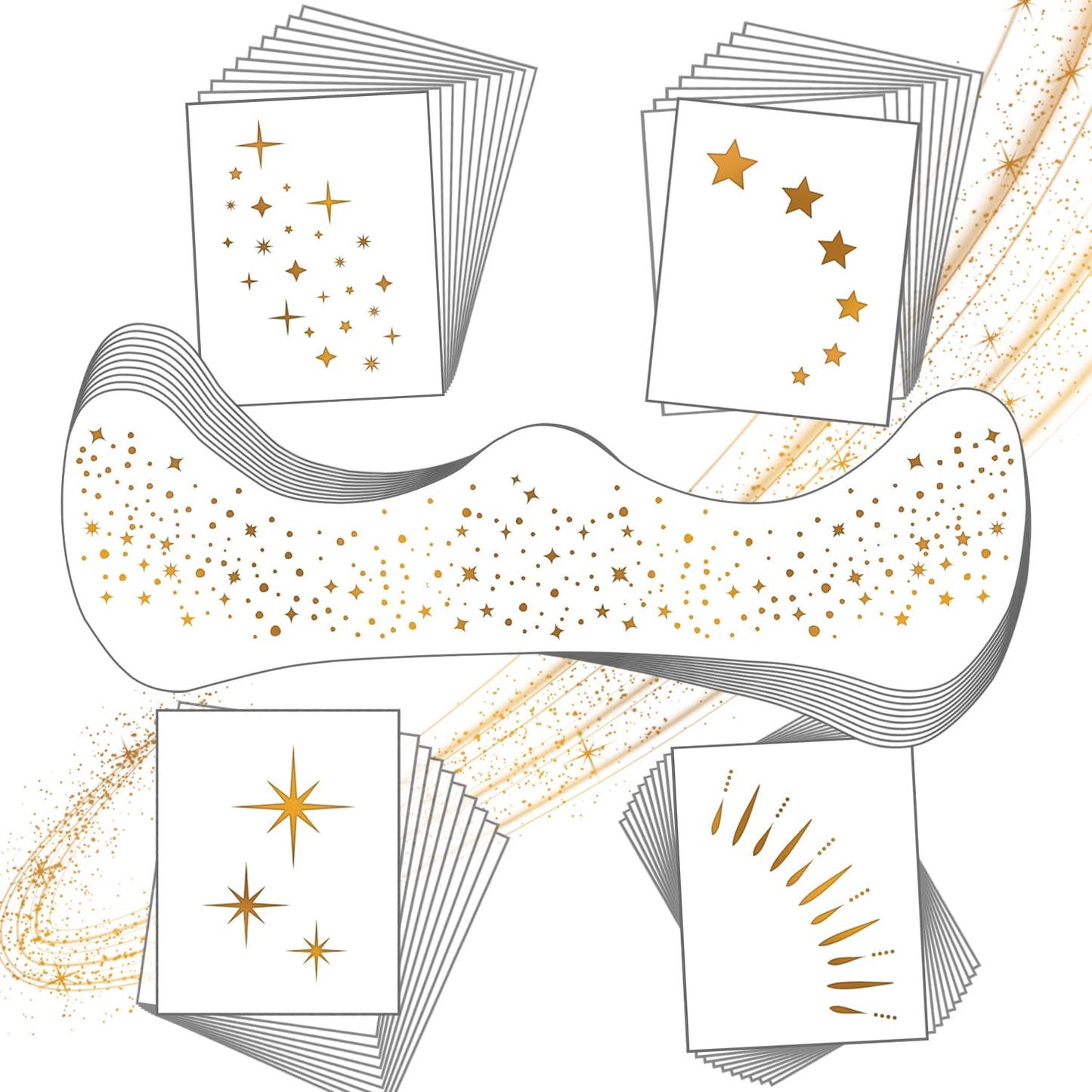 20 Pcs Gold Face Makeup Patches, Glitter Freckles Face Tattoo for Teenagers & Young Women, Sparkle Freckles Makeup Patches, Waterproof Face Glitter Freckles for for Christmas(Gold)