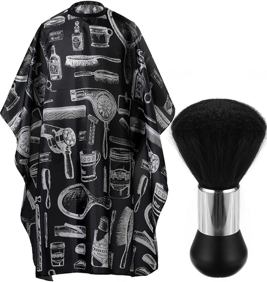 Borogo Professional Hair Cutting Cape with Neck Duster Brush, Salon Barber Cape, Hairdressing Accessories (Floral Print)