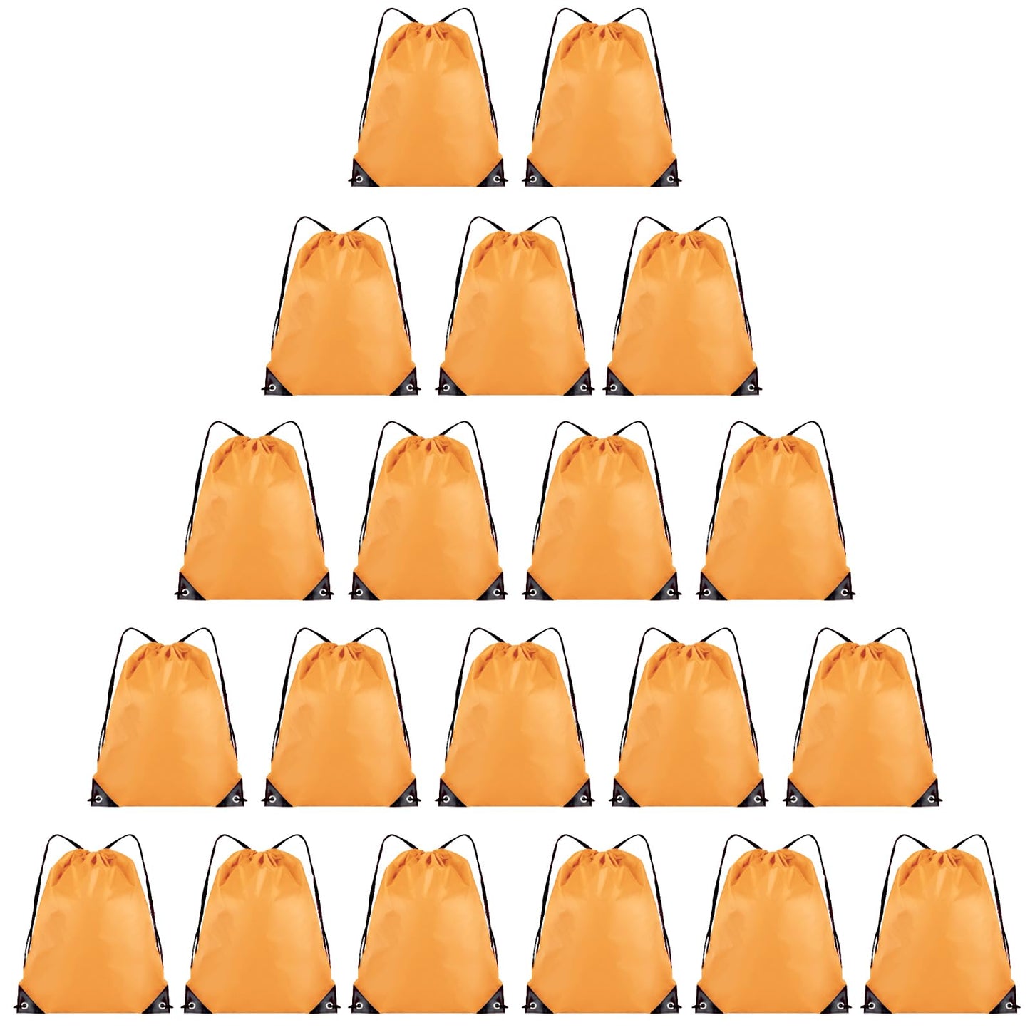 Grneric 20 Pieces Drawstring Backpack Bulk Cinch Sackpack Ployster Drawstring Bags for Gym Party Trip(Orange)