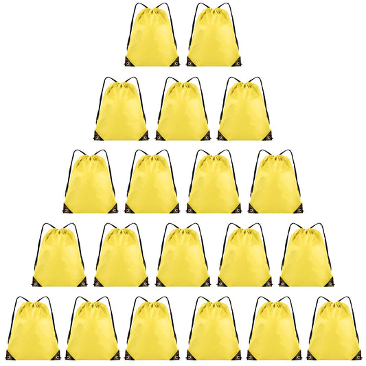 Grneric 20 Pieces Drawstring Backpack Bulk Cinch Sackpack Ployster Drawstring Bags for Gym Party Trip(Yellow)