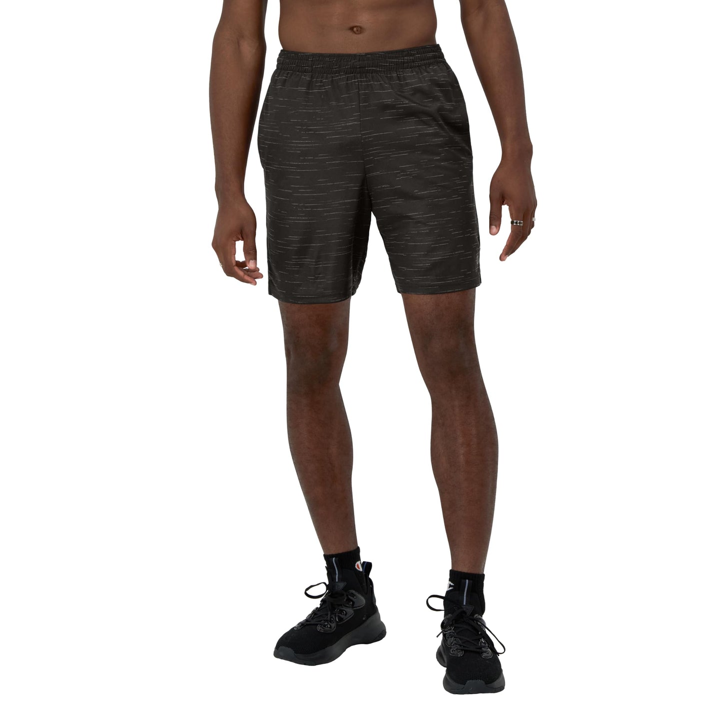 Champion Sport, Moisture Wicking, Athletic Men, Gym Shorts (Reg. or Big & Tall), Swipe Texture Black Reflective C, Small