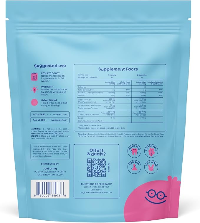 JoySpring Children Vitamin D Drops, Saffron Supplements Gummies for Kids, Hormone Balance for Women