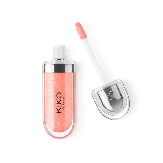Kiko MILANO - 3d Hydra Lip Gloss 03 Softening Lipgloss for a 3D look | Pearly Apricot Color | Non-Comedogenic | Professional Makeup | Made in Italy