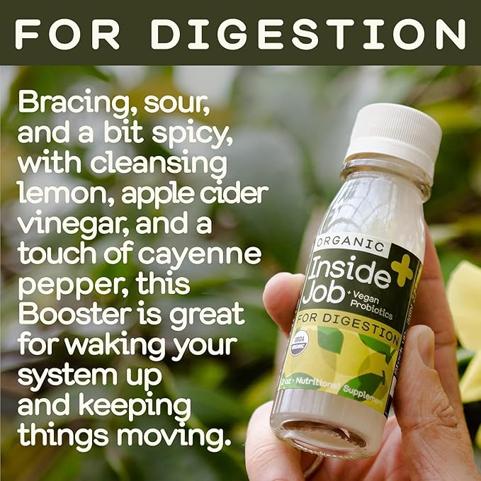 Greenhouse Juice Organic Inside Job Wellness Shots, Cold Pressed Digestive Aid with Apple Cider Vinegar, Lemon, and Cayenne Immunity Shots Juice Vegan & Gluten-Free (2 Oz, Pack of 12)