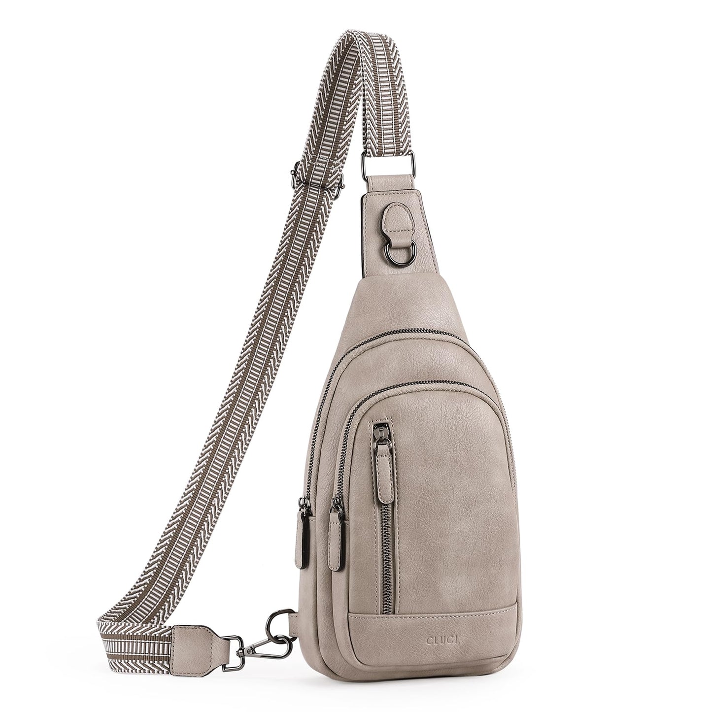 CLUCI Sling Bag for Women Crossbody Bag for Women Crossbody Bag Cross Body Bag for Woman Leather Large Sling Backpack Travel Cross Body Bag Hiking Cycling Grey