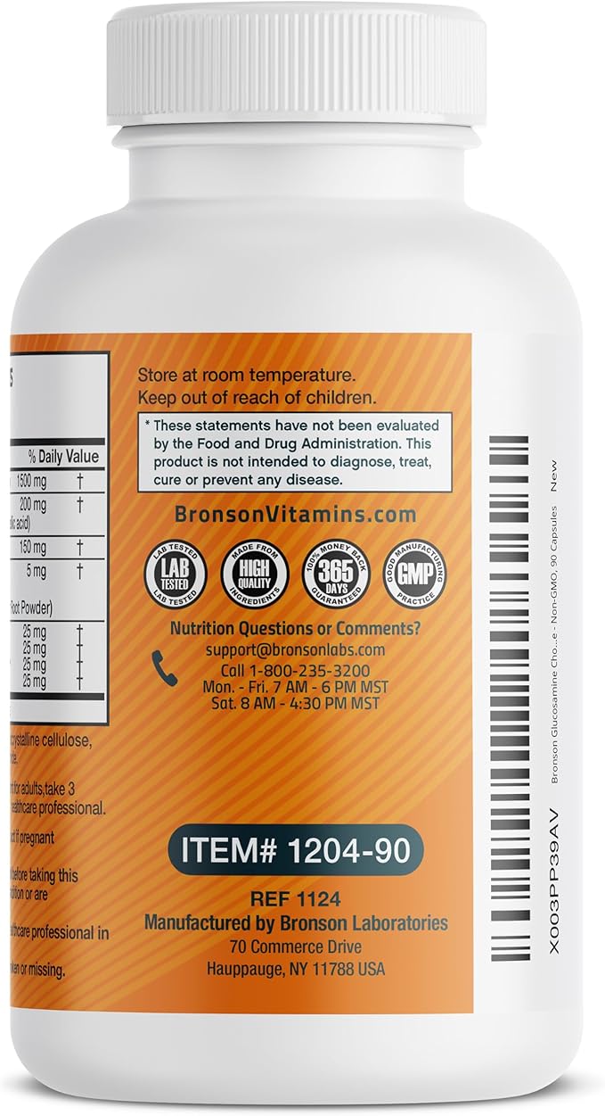 Bronson Glucosamine Chondroitin Turmeric & MSM Advanced Joint & Cartilage Formula, Supports Healthy Joints, Mobility & Cartilage - Non-GMO, 90 Capsules